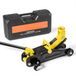 Latios Cric Rouleur Bas Profil - Capacité de levage 1,5 tonne - Hauteur de levage 13-31 cm - Pompe à simple effet rapide - Roulettes pivotantes 360° - Hydraulique - Pour voitures de sport et berlines - Jaune/Noir