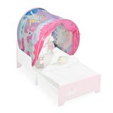 Relaxdays bedtent voor kinderen, BD: 220 x 79 cm, bedtunnel kinderbed, pop-up systeem, droomtunnel, eenhoorn