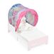 Relaxdays bedtent voor kinderen, BD: 220 x 79 cm, bedtunnel kinderbed, pop-up systeem, droomtunnel, eenhoorn