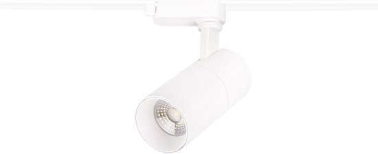 BES LED LED Railverlichting - Track Spot - Prixa Pina - 1 Fase - 20W - Natuurlijk Wit 4000K - Mat Wit - Rond - Aluminium