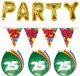 Folat - Verjaardag feestversiering 25 jaar PARTY letters en 16x ballonnen met 2x plastic vlaggetjes
