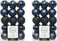 Decoris Kerstballen - 60 stuks - Donkerblauw - 6 cm - Kunststof
