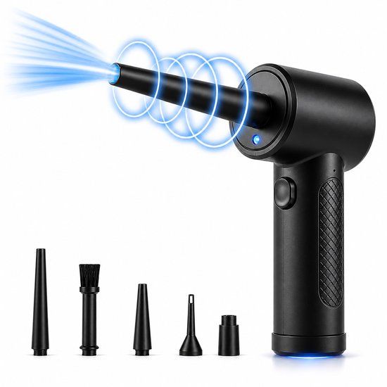 Vivid Green Air Duster 50K RPM – 6000mAh – Perslucht – Oplaadbaar en Draadloos – Compressed Air – Computer – Zwart