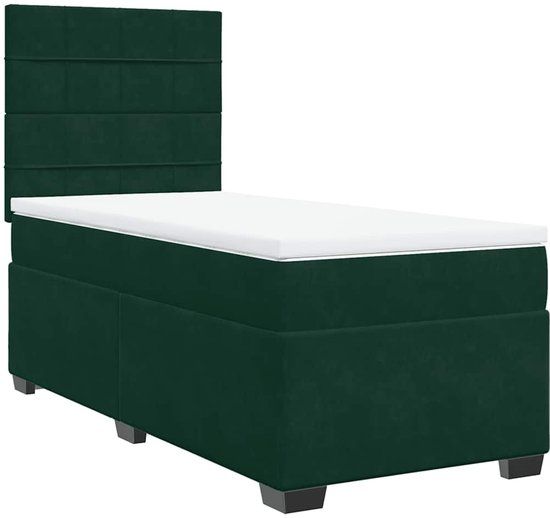 vidaXL Boxspring met matras fluweel donkergroen 100x200 cm