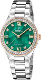 Festina dames solar energy polshorloge - zilverkleurig/roze/groen - staal