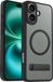 Coverzs Luxe Magnetische Matte Siliconen Hoesje met Standaard Geschikt voor iPhone 16 Plus – Zwart