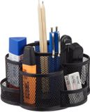 Merkloos Relaxdays pennenbak - 7 vakken - draaibaar - bureau organizer - zwart
