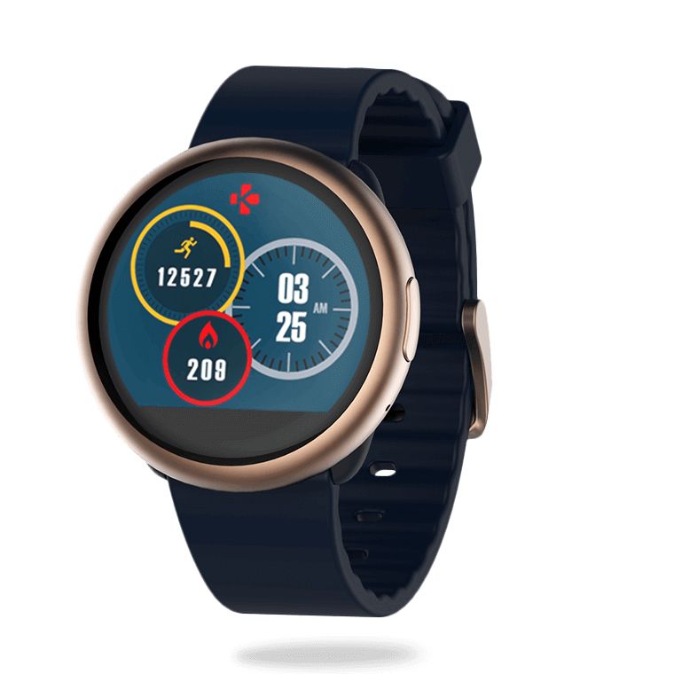MyKronoz ZeRound2 Smartwatch - 1.22" TFT Display - Blue/Rose Gold