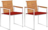 vidaXL Tuinstoelen 2 st met kussens massief acaciahout en staal