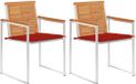 vidaXL Tuinstoelen 2 st met kussens massief acaciahout en staal