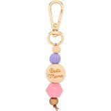 GRUSS & CO 73875 Sleutelhanger met motief Beste Mama | Hanger met parels van hout, aangebracht op cadeaukaart, cadeau voor mama, Moederdag, verjaardag, Meerkleurig, Länge 9 cm