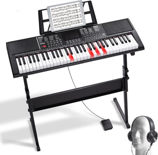 VEVOR 61 Toetsen Digitale Piano Elektrische Piano Pianostandaard Sustainpedaal 500 Ritmes