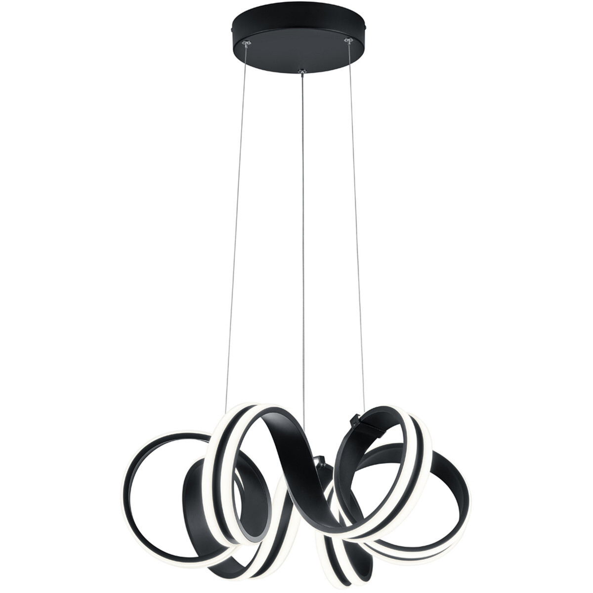 BES LED LED Hanglamp - Trion Katra - 38W - Warm Wit 3000K - Dimbaar - Rond - Mat Zwart - Aluminium