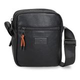 Pepe Jeans Egham Schoudertas met twee vakken, zwart, 17 x 22 x 7,5 cm, polyester