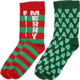 Merkloos 4-Pack Foute Kerstsokken Heren Groen en Rood