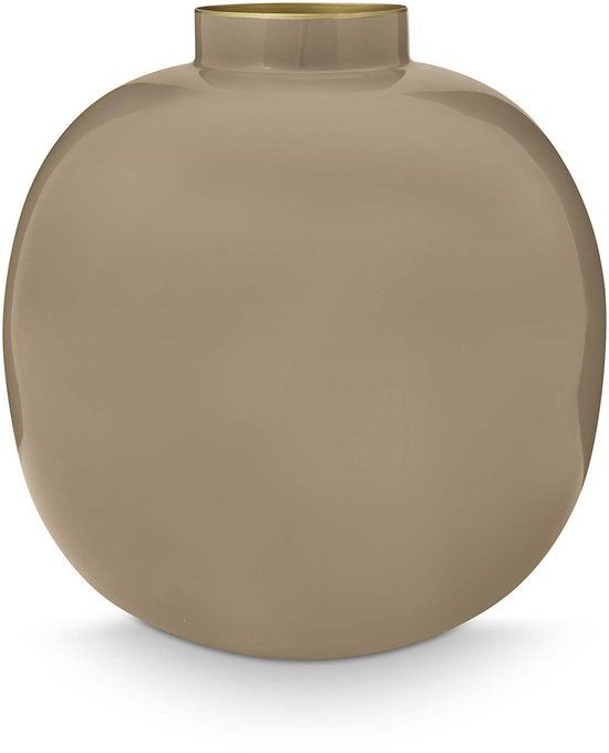 Pip Studio Vaas - Khaki - 23cm - Metal - Round - Modern - Indoor