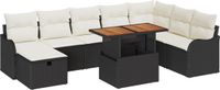 vidaXL - Tuinbank - Set - 9 - st - Zwart - poly - rattan