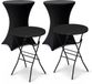 ADSafety Statafel – 2 Stuks – Inclusief Statafelhoes – Statafelrok – Inklapbaar – Stevige partytafel – Bartafel - Voor binnen en buiten – Ø80 x 110 cm - Zwart