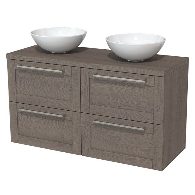 Maxaro Badkamermeubel Modulo Plato 120cm Donkerbruin Eiken 4 Lades