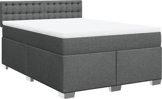 vidaXL Boxspring met matras stof donkergrijs 160x200 cm