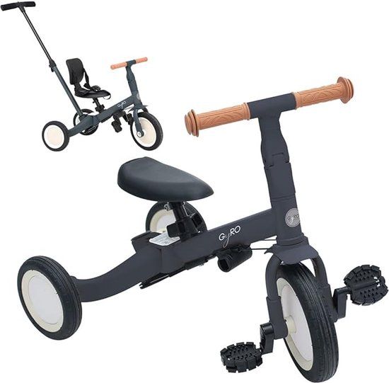 Baby driewieler - kinderfiets 1-5 jaar - verstelbaar en ombouwbaar (grijs)