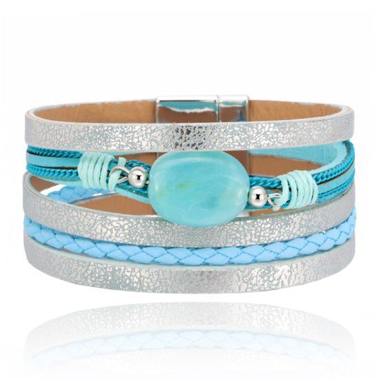 Deja Jewels Lookinggoodtoday Layered Armband Vintage met Steen - Lichtblauw