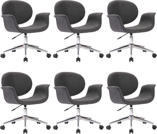 vidaXL Eetkamerstoelen - draaibaar - 6 - stuks - stof - grijs