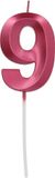 Folat Kaars Glamour Roodkleurig Metallic - cijfer 9