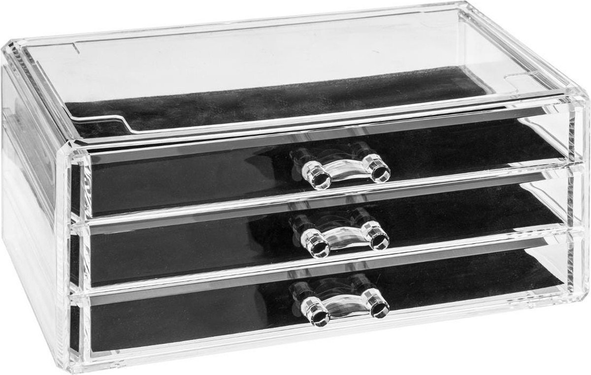 5five Make-up organizer set vakjes/lades 24 x 15.5 x 11 cm en een LED spiegel set 28 x 16 x 38 cm