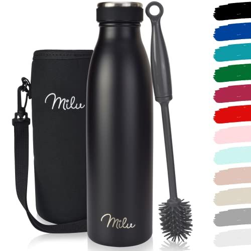 MILU Roestvrij Staal Vacuüm Geïsoleerde Waterfles - 500ml - Zwart