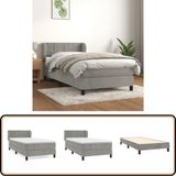 vidaXL Boxspring met matras fluweel lichtgrijs 90x190 cm