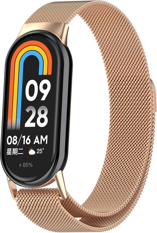 Strap-it Milanese band rosé goud voor Xiaomi Mi Smart Band 8 / Band 9
