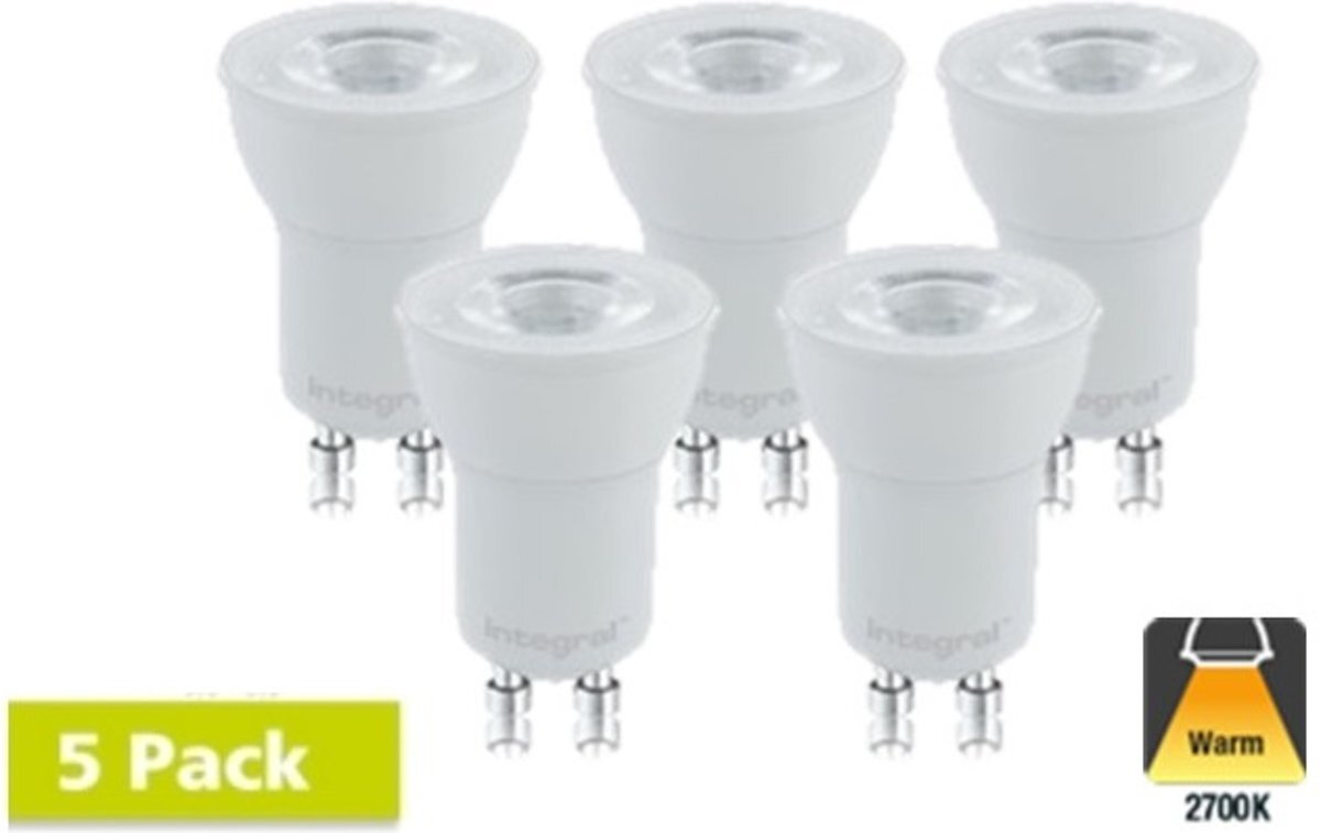 Integral 5 Pack - 35mm GU10 Led Spot 3,4w - 300 Lumen - 2700K Warm Wit