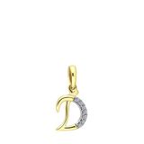 Lucardi Pendentif femme lettre avec diamant (0,03ct) - Pendentif - Cadeau - Or 14 carats - Or jaune