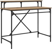 vidaXL Bureau Artisan Eikenhout 100 x 50 x 90 cm Bewerkt Hout