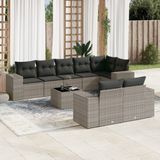 Maison Exclusive - Ensemble de meubles de jardin 9 pièces avec canapé et coussins, gris, en polyrotin