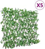 vidaXL - Kunstplant - klimop - op - latwerk - 5 - st - uittrekbaar - 180x60 - cm - groen
