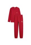 Calvin Klein Pyjama long 'HOLIDAY' écru / rouge sang / blanc