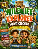 Wildlife Explorer Workbook: Fun Animal Activities, Puzzles, Coloring Pages, Mazes, Word Searches, Tracing, Matching Games, Fun Facts and Early Learning for Kids Ages 4–8