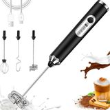 Bacxzomx Elektrische handmelkopschuimer, USB-oplaadbaar, mini-mixer met 3 gardes, verstelbaar in 3 snelheden, voor latte, cappuccino, koffie, ei
