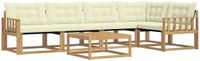 vidaXL Hoek loungeset 5 zitplaatsen acacia hout wit en crème inclusief tafel
