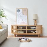 en.casa Tv-meubel Jarvenpaa met 4 open vakken 140x40x50 cm naturel