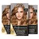 L'Oréal Paris Permanente haarverf, haarverfset met kleur- en glans-verzorgingsbalsem, Préférence, 7.3 karamelblond, set van 3