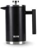 VANN® RVS French Press 1 liter voor koffie en thee – Cafetiere Isoleerkan – Dubbelwandig – Koffie maker – Zwart