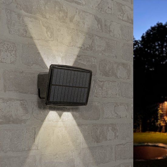 RexTech Solar Up Down Wandlamp Njord - Warm Wit Licht - Zwart