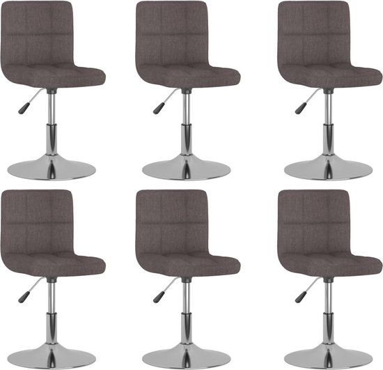 vidaXL Eetkamerstoelen draaibaar 6 stuks stof taupe