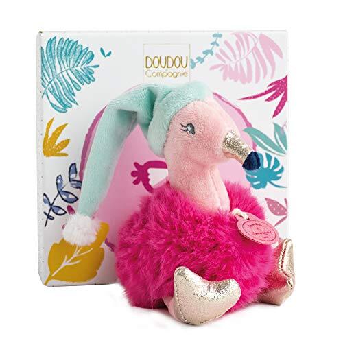 Doudou et Compagnie DC3525 MINIZOO - Flamingo met hoed, roze