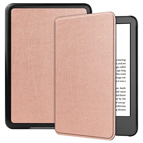 RanTuo Tablet hoesje voor Kindle 11e generatie 2022, PU-huid, licht en dun, waterdicht, stofdicht, anti-val beschermhoes voor Kindle 11e generatie 2022. (Rose Gold)
