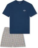 SCHIESSER Shortama Jongens Pyjamas Korte Mouw Katoen Oceaanblauw Logo Maat 152