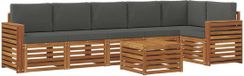 vidaXL - Ensemble de salon d'angle - 6 places assises - Naturel et anthracite - Polyester